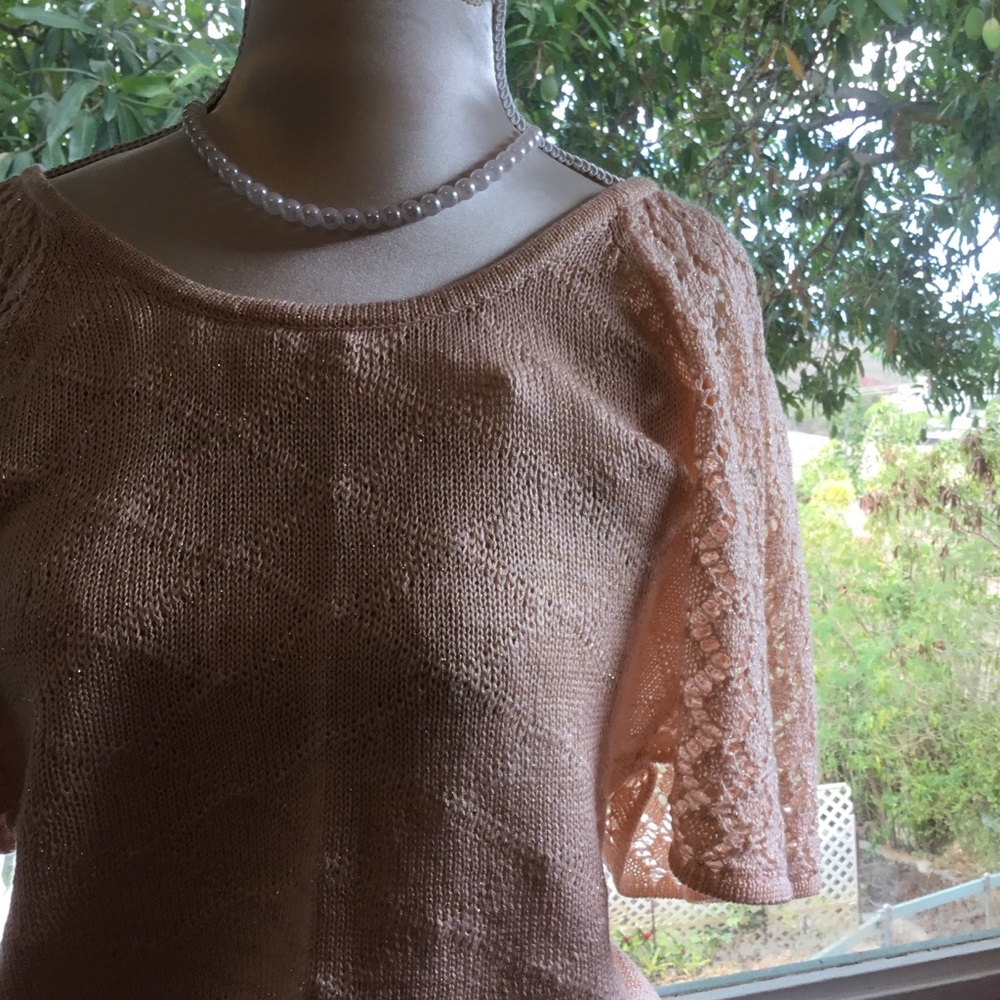 Flutter sleeve crochet top by American Rag